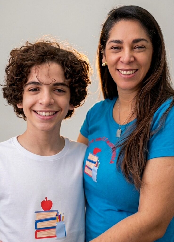 Nicollas e Márcia - mãe e filho idealizadora do projeto Alergia Alimentar na Escola